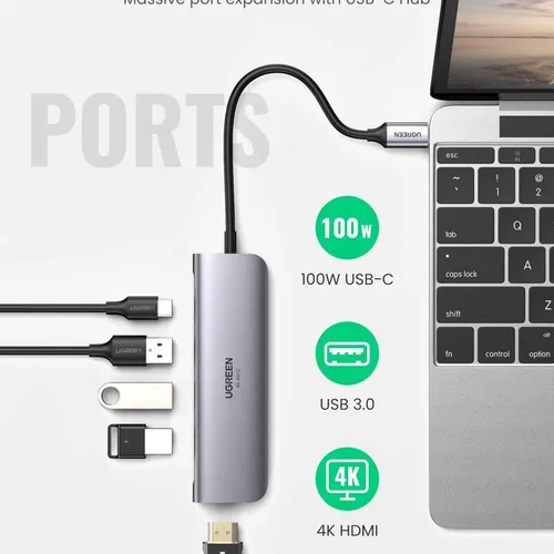 Bộ chuyển Type C to HDMI + Hub USB 3.0 Ugreen 70495