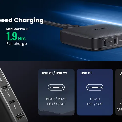 Bộ sạc để bàn UGREEN 100W USB C Ugreen 70870