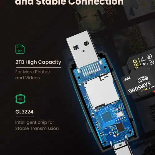 Đầu đọc thẻ nhớ SD/TF chuẩn Type C và USB 3.0 Ugreen 80191