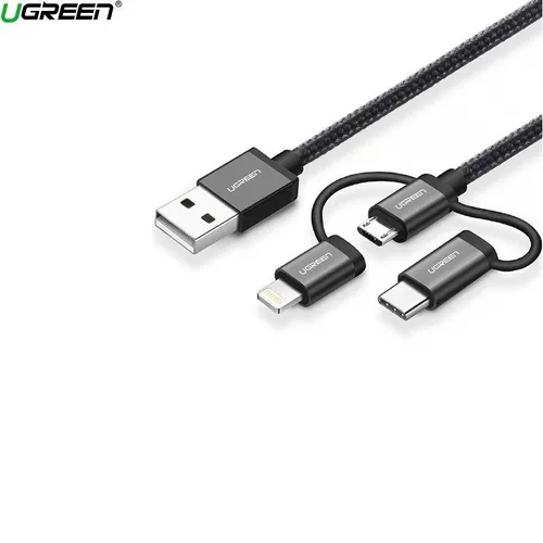 Cáp sạc Type-C+ Lightning + Micro USB 3 trong 1 dài 1m Ugreen 80326