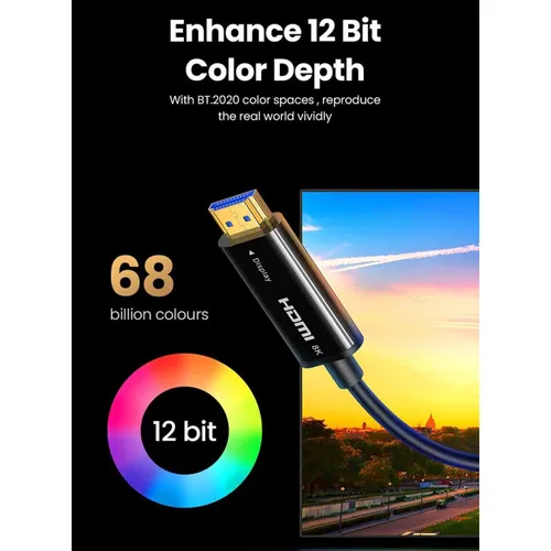 Cáp HDMI 2.1 sợi quang dài 15m hỗ trợ 8K/60Hz 4K/120Hz Ugreen 80407