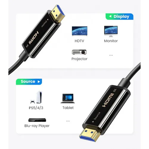 Cáp HDMI 2.1 sợi quang dài 15m hỗ trợ 8K/60Hz 4K/120Hz Ugreen 80407