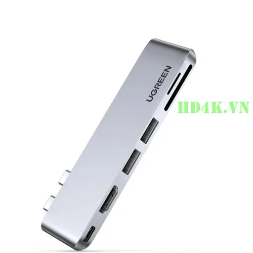 Bộ chuyển Dual USB Type C to HDMI+USB 3.0+ Card Reader +  Type C Ugreen 80856
