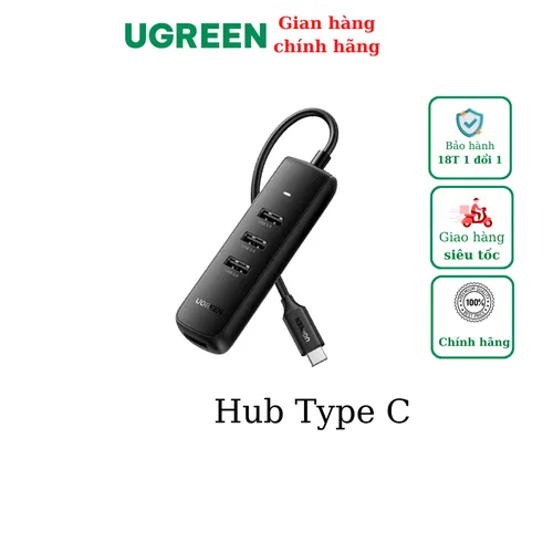 Bộ chia Type C ra USB 3.0 + Lan 10/100Mbps Ugreen 10917