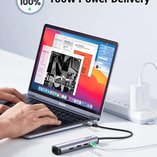 Bộ chuyển đổi USB-C sang 2*USB 3.0+HDMI+RJ45 Ugreen ( 10919)