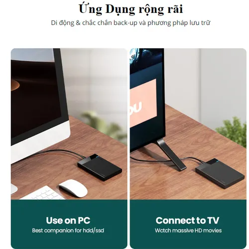 Hộp đựng ổ cứng 2.5 inch USB 3.0 + Type C Ugreen 60735