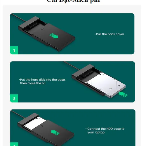 Hộp đựng ổ cứng 2.5 inch USB 3.0 + Type C Ugreen 60735
