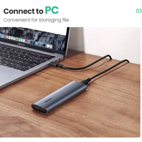 Box ổ cứng SSD M.2 hỗ trợ NVME+SATA USB Type-C 3.2 GEN2 tốc độ 10Gbps Ugreen 90264