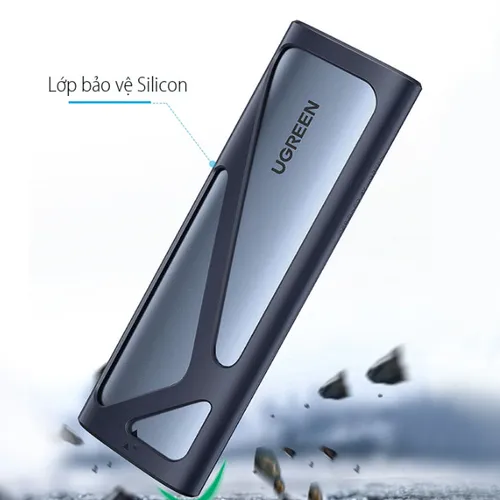 Box ổ cứng SSD M.2 hỗ trợ NVME+SATA USB Type-C 3.2 GEN2 tốc độ 10Gbps Ugreen 90264