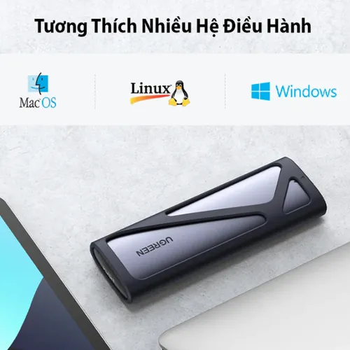 Box ổ cứng SSD M.2 hỗ trợ NVME+SATA USB Type-C 3.2 GEN2 tốc độ 10Gbps Ugreen 90264