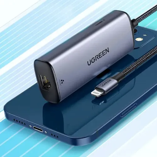 Cáp chuyển đổi Lightning to RJ45 hỗ trợ cổng sạc Ugreen 70958