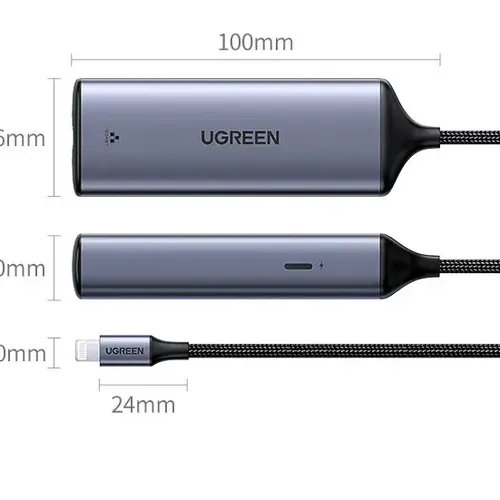 Cáp chuyển đổi Lightning to RJ45 hỗ trợ cổng sạc Ugreen 70958