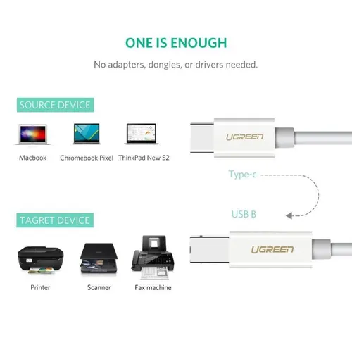 Cáp máy in USB Type C dài 1m Ugreen 40560
