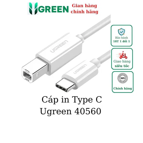 Cáp máy in USB Type C dài 1m Ugreen 40560