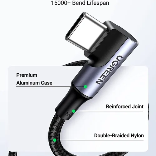 Cáp USB Type C dài 1m góc 90 PD 100W Ugreen 70696