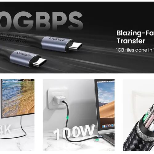 Cáp USB Type-C 3.1 GEN2 dài 1M tốc độ 10Gbps hỗ trợ 4K@60Hz PD 100W Ugreen 80150