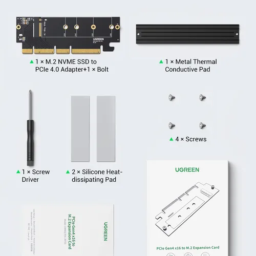 Card PCIe 4.0(16×) to M.2 NVMe Expansion Card Ugreen 30715