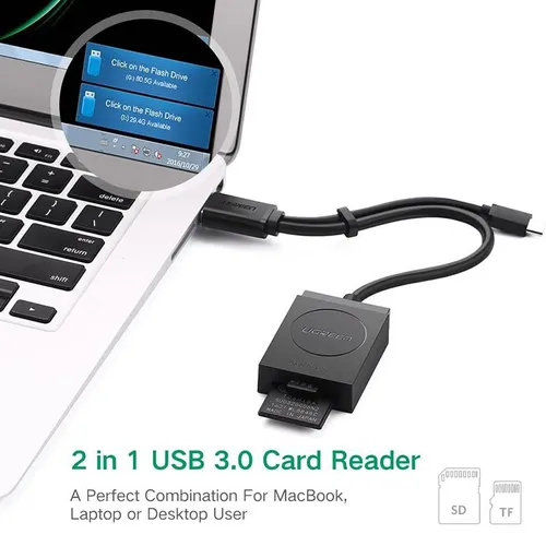 Đầu đọc thẻ USB 3.0 Card Reader Hỗ trợ thẻ TF và SD Ugreen 20203