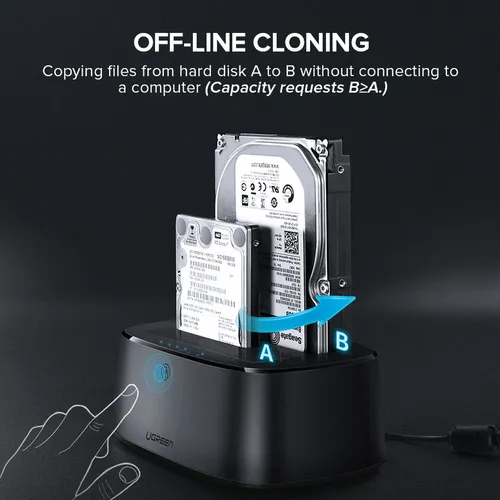 Hộp đựng ổ cứng Docking 2.5/3.5inch Sata/USB 3.0 hỗ trợ 12TB Ugreen 50857