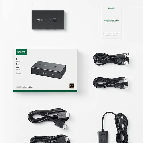 Bộ gộp HDMI 2 ra 1 có KVM hỗ trợ 4k@60Hz Ugreen 15166