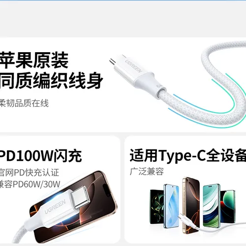 Cáp sạc nhanh USB-C PD 60W dài 2M Ugreen 65248 L501