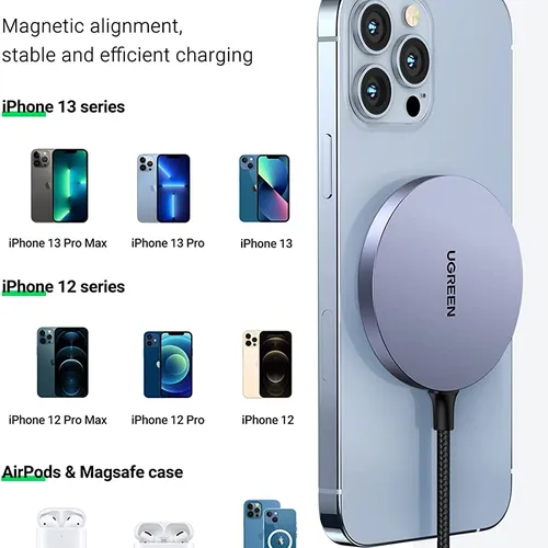 Bộ sạc không dây từ tính công suất 15W Ugreen 30233