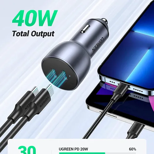 Tẩu sạc xe hơi PD QC 3.0 36W Ugreen 70594