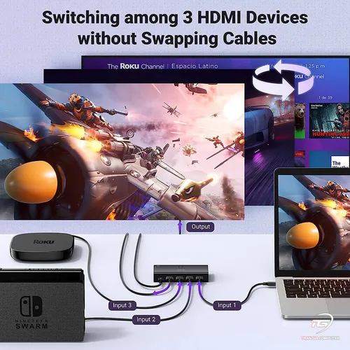 Bộ chuyển mạch HDMI 2.0 3 vào 1 ra hỗ trợ 4K Jasoz T-G179