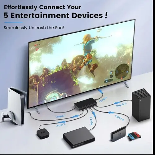 Bộ chuyển mạch HDMI 2.0 5 vào 1 ra hỗ trợ 4K Jasoz T-G180