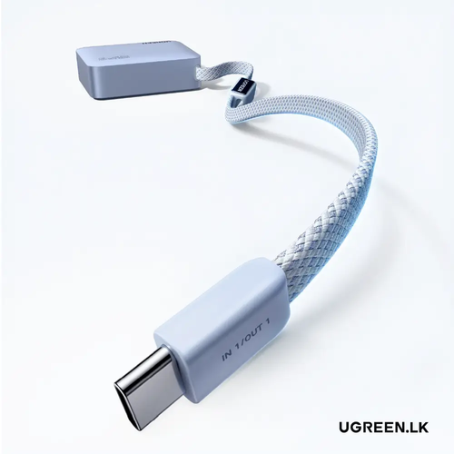 Pin sạc dự phòng dùng cho điện thoại laptop 10000mAh màu xanh 3 cổng đầu ra tích hợp dây 25cm Ugreen 75173B PB584
