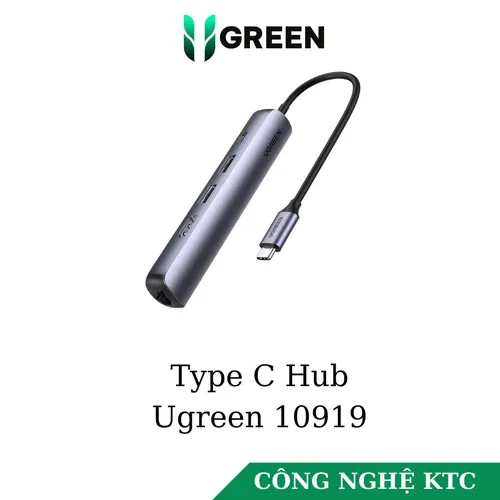 Bộ chuyển đổi USB-C sang 2*USB 3.0+HDMI+RJ45 Ugreen ( 10919)