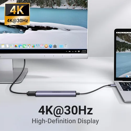 Bộ chuyển Type C to 2 x USB-A 2.0 + 1x USB-A 3.0 + HDMI + PD  4K@30Hz Ugreen 15495