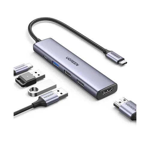 Bộ chuyển Type C to 2 x USB-A 2.0 + 1x USB-A 3.0 + HDMI + PD  4K@30Hz Ugreen 15495