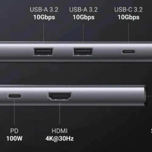 Bộ chuyển đổi USB-C sang 2*USB-A 3.0+USB-C+HDMI+SD/TF+PD hỗ trợ 4K Ugreen 15531 CM498