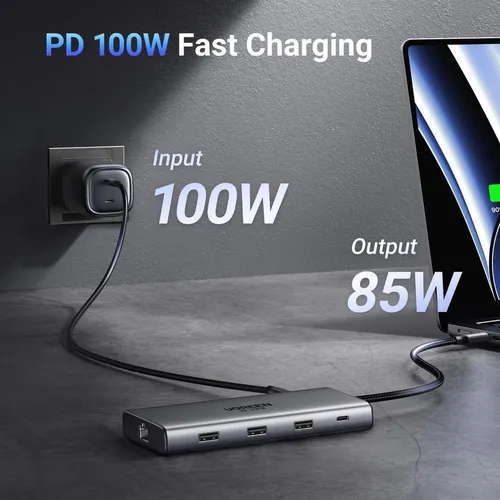 Bộ chuyển đổi USB-C sang 2*USB C+2*USB 2.0+USB 3.0+2*HDMI + SD/TF + LAN hỗ trợ 8K Ugreen 15534 CM639