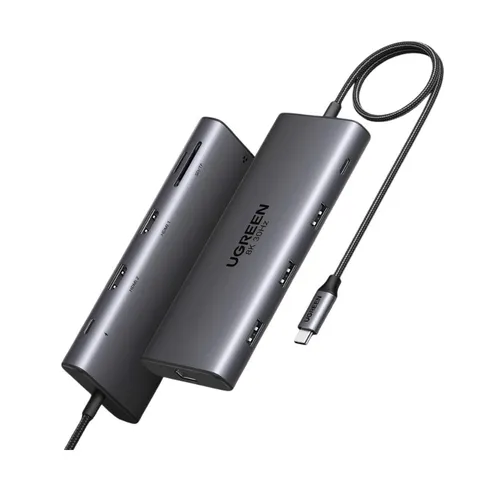 Bộ chuyển đổi USB-C sang 2*USB C+2*USB 2.0+USB 3.0+2*HDMI + SD/TF + LAN hỗ trợ 8K Ugreen 15534 CM639