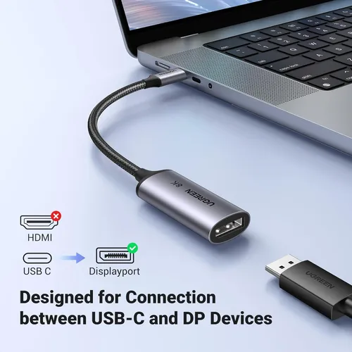 Cáp chuyển USB-C sang Displayport 1.4 hỗ trợ 8K@60HZ dài 10cm Ugreen 15575