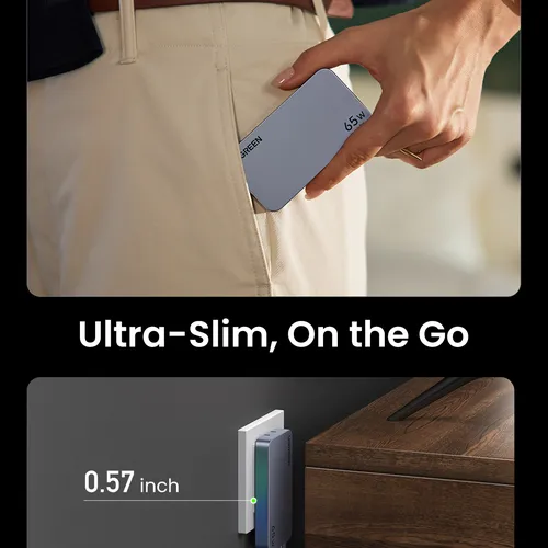 Sạc điện thoại 2 cổng USB-C và 1 USB Nexode Pro hỗ trợ GaN 65W màu ghi xám Ugreen 15817 X753