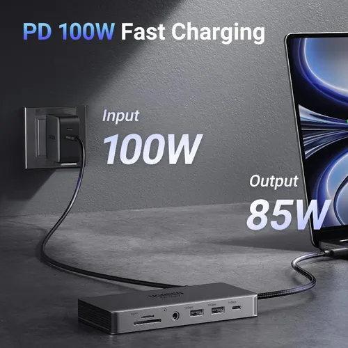 Bộ chuyển đổi USB-C sang 2*USB-A 3.2+1*USB-A 3.0+1*USB-C 3.2+2*HDMI 8K@30Hz+LAN+SD/TF+3.5mm Ugreen 15965