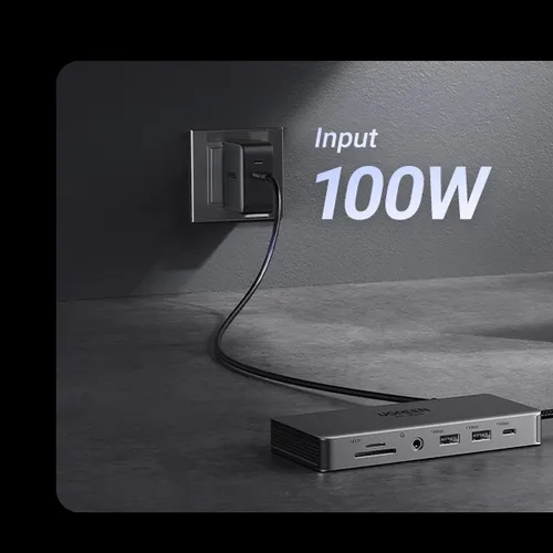 Bộ chuyển đổi USB-C sang 2*USB-A 3.2+1*USB-A 3.0+1*USB-C 3.2+2*HDMI 8K@30Hz+LAN+SD/TF+3.5mm Ugreen 15965