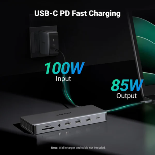 Bộ chuyển đổi USB-C sang USB-C PD+2*USB 3.2+USB-C 3.2+2*USB 3.0+RJ45+2*HDMI+DP+SD/TF+3.5mm  hỗ trợ 4K Ugreen 15978 CM681