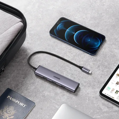 Bộ chia Hub USB-C ra 4 cổng USB 3.0 màu đen Ugreen 20841 CM473