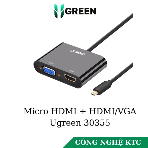 Cáp chuyển Micro HDMI to VGA+HDMI Ugreen 30355