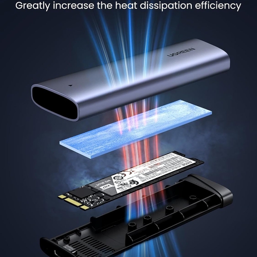 Thiết bị đựng ổ cứng cỡ M.2 dùng để kết nối ổ cứng Sata NVME với máy tính qua cổng usb-C Ugreen 35267 CM767