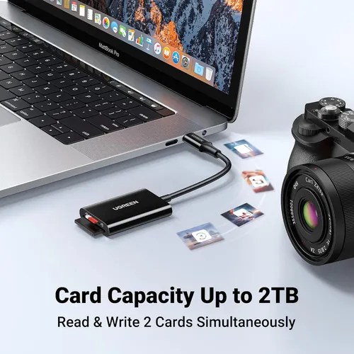 Đầu đọc thẻ TF + SD chân cắm USB-C 3.1 gen1 màu đen Ugreen 35622