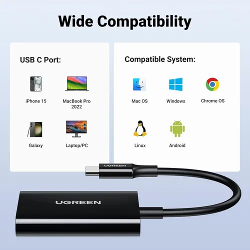 Đầu đọc thẻ TF + SD chân cắm USB-C 3.1 gen1 màu đen Ugreen 35622