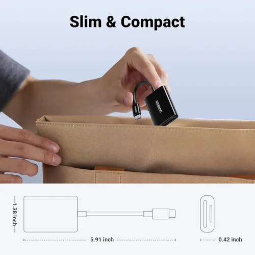Đầu đọc thẻ TF + SD chân cắm USB-C 3.1 gen1 màu đen Ugreen 35622