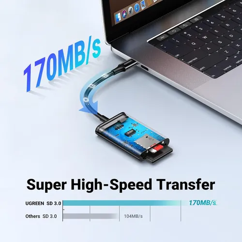 Đầu đọc thẻ TF + SD chân cắm USB-C 3.1 gen1 màu đen Ugreen 35622