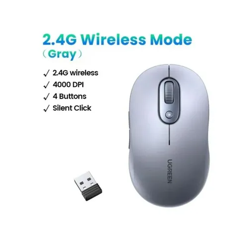 Chuột không dây 2.4Ghz dùng cho máy tính laptop chất liệu nhựa ABS màu xám Ugreen 35900 M556