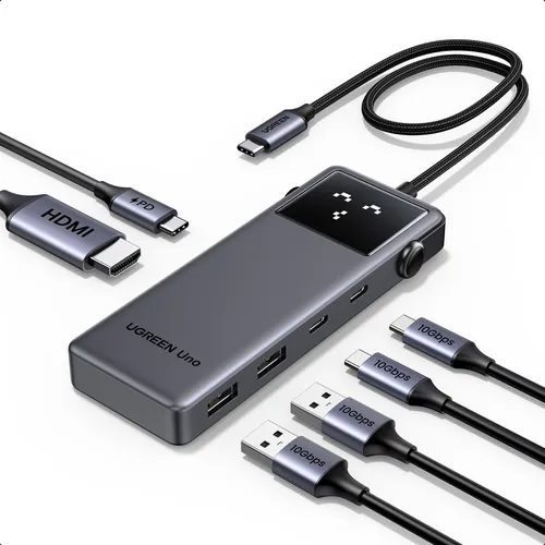 Bộ chuyển đổi USB-C sang USB-C PD+2*USB 3.2+2*USB-C 3.2+HDMI Groovy Robot Uno Ugreen 35998 CD361
